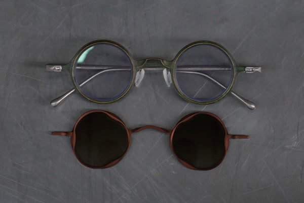 Rigards RG1912CU series titanium + copper double-layer sunglasses RG-RG1912CU-FCQTP emerald + bronze / transparent + bronze piece